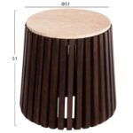 ΒΟΗΘΗΤΙΚΟ ΤΡΑΠΕΖΙ KREST HM9711 ΜΑΣΙΦ ΞΥΛΟ ΑΚΑΚΙΑΣ ΣΕ ΚΑΦΕ-ΤΡΑΒΕΡΤΙΝA Φ50x50Υεκ. - Image 2