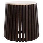 ΒΟΗΘΗΤΙΚΟ ΤΡΑΠΕΖΙ KREST HM9711 ΜΑΣΙΦ ΞΥΛΟ ΑΚΑΚΙΑΣ ΣΕ ΚΑΦΕ-ΤΡΑΒΕΡΤΙΝA Φ50x50Υεκ. - Image 4