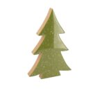 Beauty Home Έλατο ξύλινο πράσινο λούστρο με ασημί γκλίτερ 12 x 18 x 2 cm