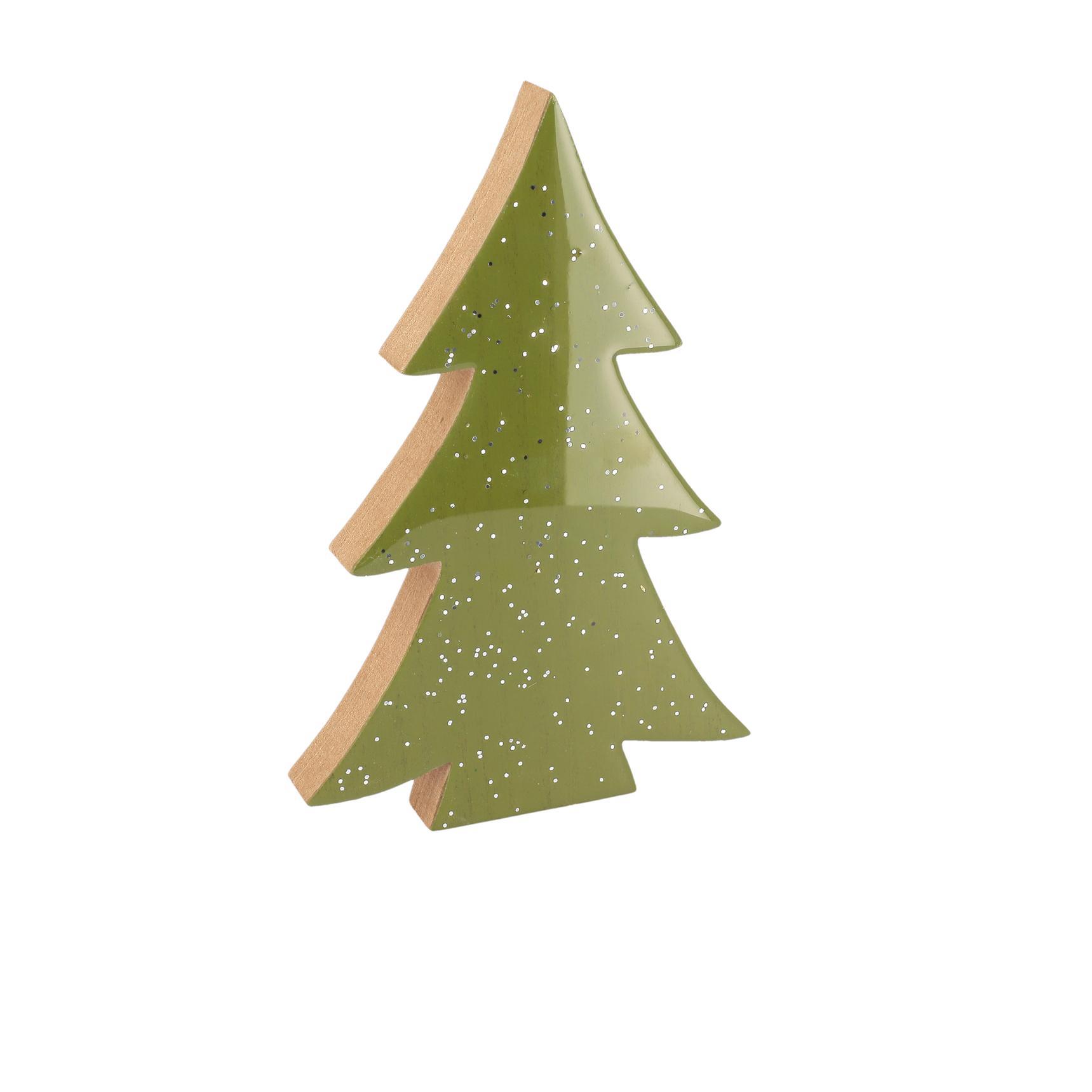 c72b48ac-ebcf-426a-911e-57ffd1d78788 Beauty Home Έλατο ξύλινο πράσινο λούστρο με ασημί γκλίτερ 12 x 18 x 2 cm - Image 1