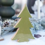 Beauty Home Έλατο ξύλινο πράσινο λούστρο με ασημί γκλίτερ 12 x 18 x 2 cm - Image 2