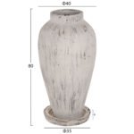 ΔΙΑΚΟΣΜΗΤΙΚΟ ΒΑΖΟ ΔΑΠΕΔΟΥ ΜΕ ΒΑΣΗ-ΠΙΑΤΑΚΙ LAUREL HM7938 ΤΕΡΑΚΟΤΑ- ΛΕΥΚΗ ΠΑΤΙΝΑ Φ40x80Yεκ. - Image 2