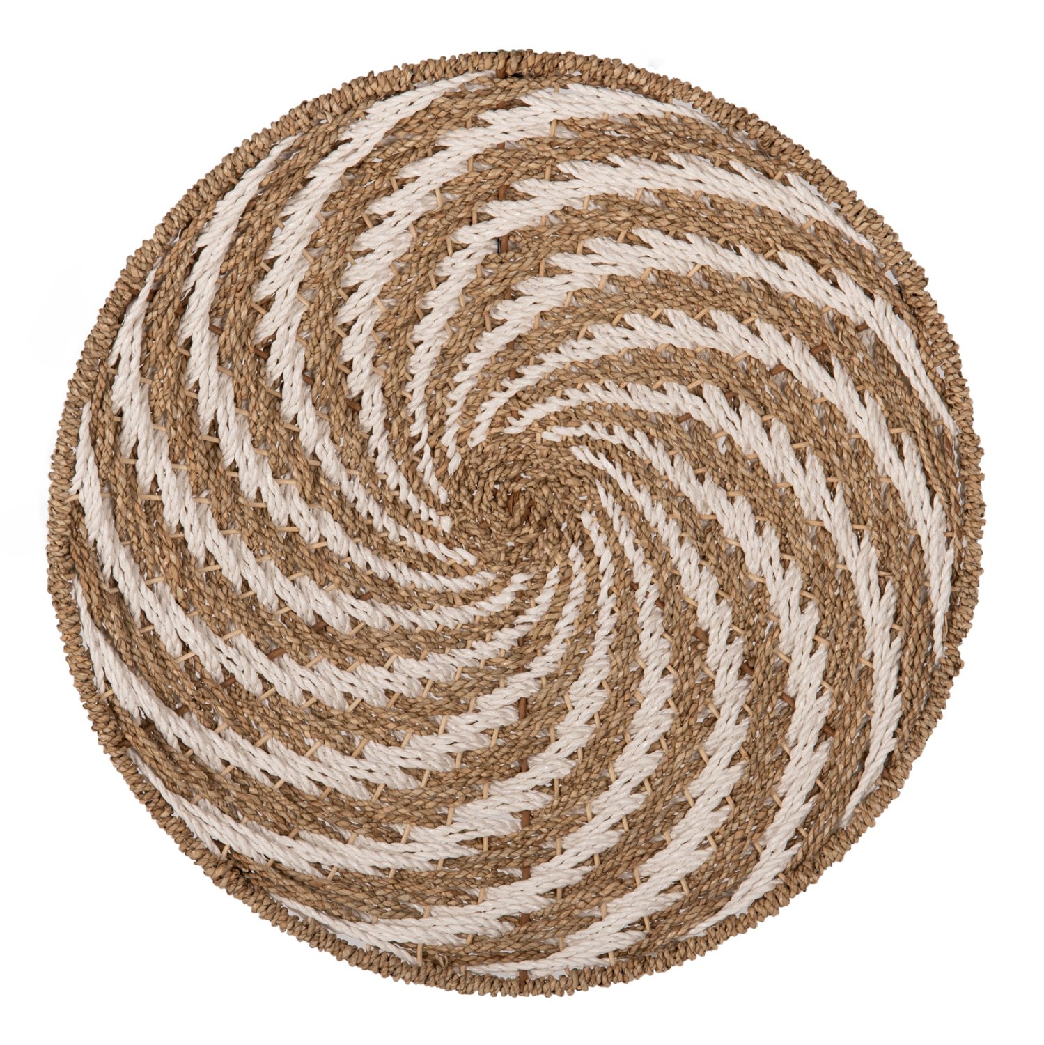 diakosmitiko-toichoy-stroggylo-fb9783001 ΔΙΑΚΟΣΜΗΤΙΚΟ ΤΟΙΧΟΥ ΣΤΡΟΓΓΥΛΟ HM7830.01 ΣΠΙΡΑΛ ΟΨΗ-SEAGRASS ΣΕ ΛΕΥΚΟ-ΦΥΣΙΚΟ ΧΡΩΜΑ Φ61x3εκ. - Image 1