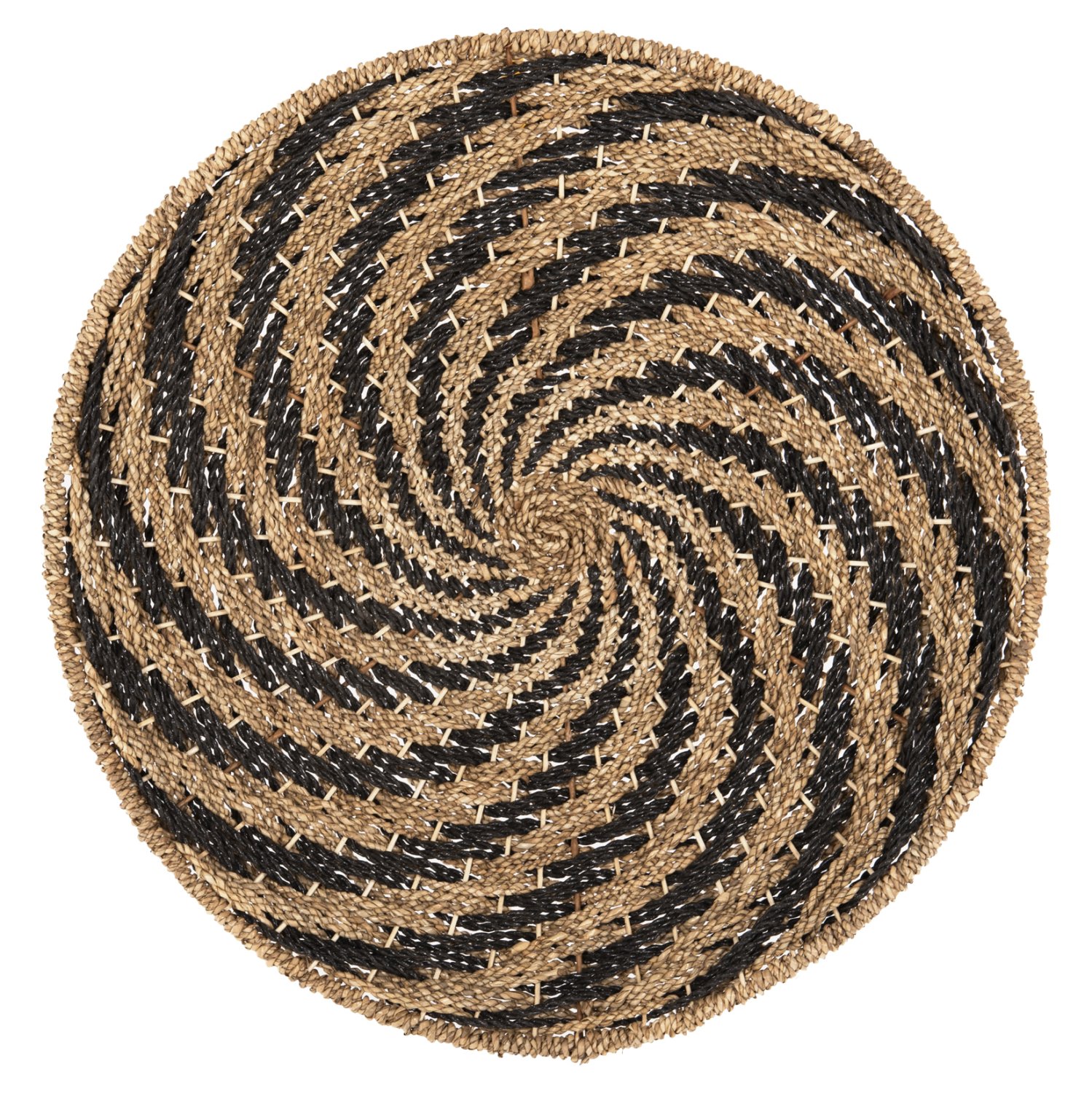 diakosmitiko-toichoy-stroggylo-fb9783002 ΔΙΑΚΟΣΜΗΤΙΚΟ ΤΟΙΧΟΥ ΣΤΡΟΓΓΥΛΟ HM7830.02 ΣΠΙΡΑΛ ΟΨΗ-SEAGRASS ΣΕ ΜΑΥΡΟ-ΦΥΣΙΚΟ Φ61x3εκ. - Image 1