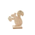 Beauty Home Σκίουρος ξύλινος με χρυσό γκλίτερ 10.5 x 11.7 cm