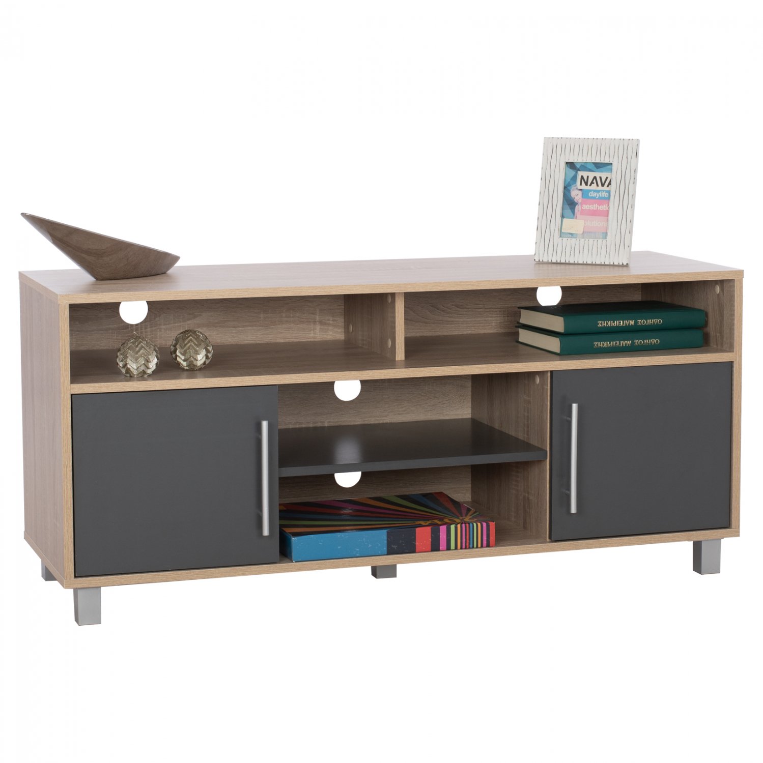 epiplo-tileorasis-danna-melaminis-fb9220 ΕΠΙΠΛΟ ΤΗΛΕΟΡΑΣΗΣ DANNA ΜΕΛΑΜΙΝΗΣ HM2202.04 SONAMA-ΓΚΡΙ 120x40x55 εκ. - Image 1