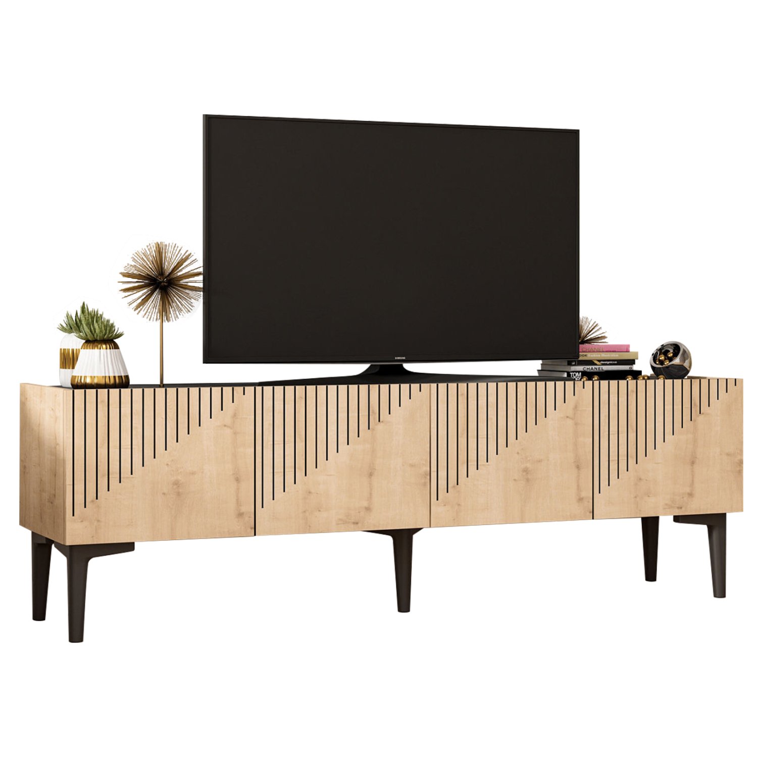 epiplo-tileorasis-se-fysiko-chroma-kai-e ΕΠΙΠΛΟ ΤΗΛΕΟΡΑΣΗΣ ΣΕ ΦΥΣΙΚΟ ΧΡΩΜΑ ΚΑΙ ΕΠΙΦΑΝΕΙΑ ΜΑΥΡΟ ΜΑΡΜΑΡΟ 154x37x45Yεκ.HM9435.01 - Image 1