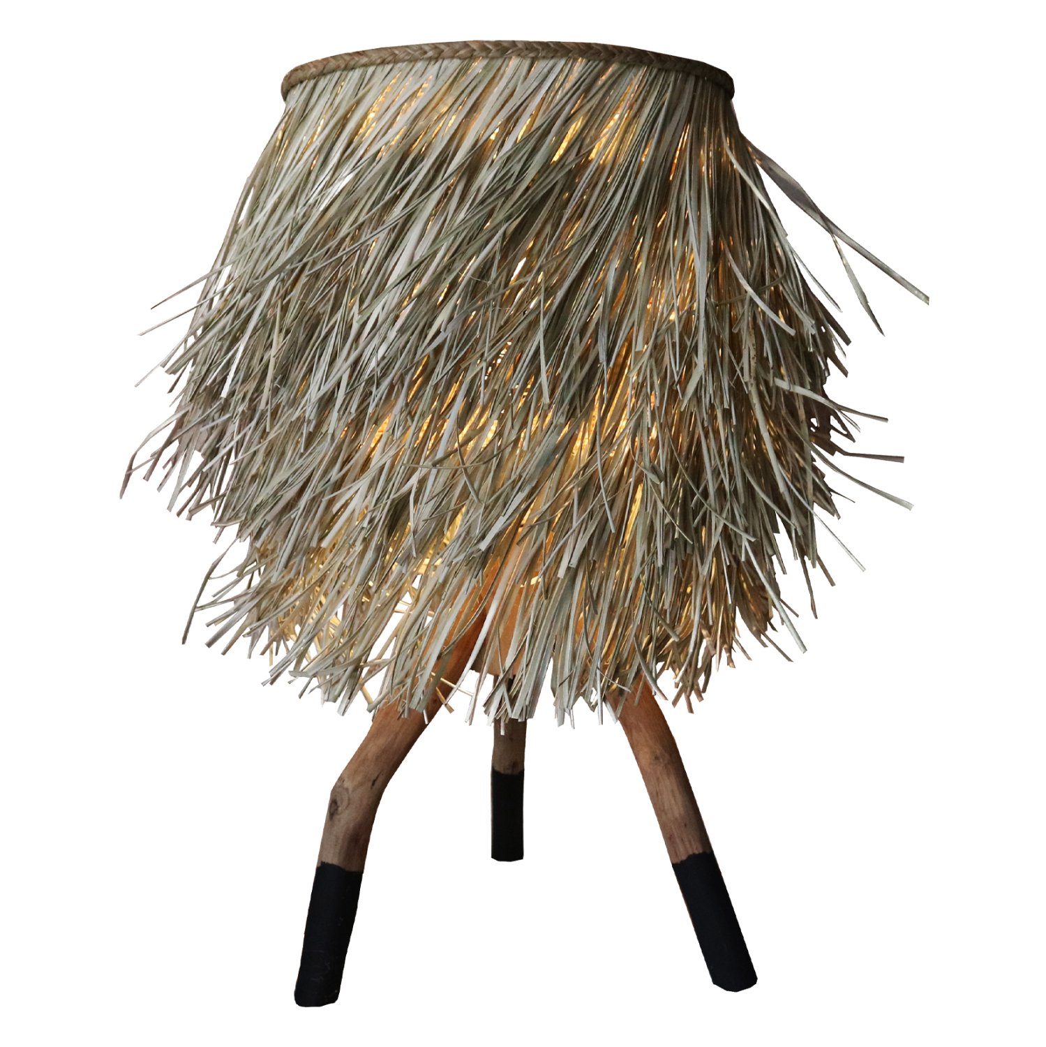 fotistiko-epitrapezio-podia-teak-kapelo- ΦΩΤΙΣΤΙΚΟ ΕΠΙΤΡΑΠΕΖΙΟ ΠΟΔΙΑ ΤΕΑΚ ΚΑΠΕΛΟ SEAGRASS ΣΕ ΦΥΣΙΚΟ ΜΑΥΡΟ Φ30x30-60Yεκ.HM7771 - Image 1