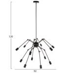ΦΩΤΙΣΤΙΚΟ ΟΡΟΦΗΣ 12-ΦΩΤΟ HM4167 ΜΑΥΡΟΙ ΜΕΤΑΛΛΙΚΟΙ ΑΡΘΡΩΤΟΙ ΒΡΑΧΙΟΝΕΣ Φ92x120Υεκ - Image 3