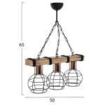 ΦΩΤΙΣΤΙΚΟ ΟΡΟΦΗΣ 3-ΦΩΤΟ ΜΕ ΞΥΛΟ ΚΑΙ ΜΕΤΑΛΛΙΚΑ ΠΛΕΓΜΑΤΑ 50x16x65Yεκ.HM7682.01 - Image 2