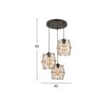 ΦΩΤΙΣΤΙΚΟ ΟΡΟΦΗΣ 3ΦΩΤΟ ΜΕΤΑΛΛΙΚΟ ΜΑΥΡΟ HM7430.01 40x90 εκ. - Image 2