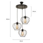 ΦΩΤΙΣΤΙΚΟ ΟΡΟΦΗΣ 3ΦΩΤΟ ΜΕΤΑΛΛΙΚΟ ΜΑΥΡΟ HM7564.01 40x80Υ εκ. - Image 2