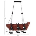 ΦΩΤΙΣΤΙΚΟ ΟΡΟΦΗΣ 6-ΦΩΤΟ ΚΡΕΜΑΣΤΟ HM4117 ΞΥΛΟ-ΜΕΤΑΛΛΟ-ΓΥΑΛΙ 116Υεκ - Image 2