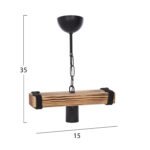ΦΩΤΙΣΤΙΚΟ ΟΡΟΦΗΣ ΑΛΥΣΙΔΑ ΜΕ ΞΥΛΟ ΚΑΙ ΕΛΕΥΘΕΡΗ ΛΑΜΠΑ 15x11x35Υ εκ.HM7697.01 - Image 2