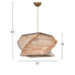 ΦΩΤΙΣΤΙΚΟ ΟΡΟΦΗΣ ΕΣΩΤΕΡΙΚΟΥ ΧΩΡΟΥ ΚΡΕΜΑΣΤΟ ΑΠΟ ΞΥΛΟ ΚΑΙ BAMBOO ΦΥΣΙΚΟ HM7357 36x36x65Υ εκ. - Image 2