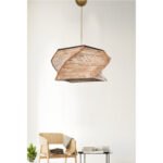 ΦΩΤΙΣΤΙΚΟ ΟΡΟΦΗΣ ΕΣΩΤΕΡΙΚΟΥ ΧΩΡΟΥ ΚΡΕΜΑΣΤΟ ΑΠΟ ΞΥΛΟ ΚΑΙ BAMBOO ΦΥΣΙΚΟ HM7357 36x36x65Υ εκ. - Image 3