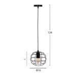 ΦΩΤΙΣΤΙΚΟ ΟΡΟΦΗΣ ΚΡΕΜΑΣΤΟ HM4037 ΣΦΑΙΡΙΚΟ ΜΑΥΡΟ ΜΕΤΑΛΛΙΚΟ Φ16x124Υεκ. - Image 2