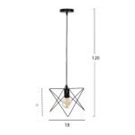 ΦΩΤΙΣΤΙΚΟ ΟΡΟΦΗΣ ΚΡΕΜΑΣΤΟ HM4075 ΜΑΥΡΟ ΜΕΤΑΛΛΙΚΟ ΚΑΠΕΛΟ 18x17x120Υεκ. - Image 2