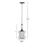 ΦΩΤΙΣΤΙΚΟ ΟΡΟΦΗΣ ΚΡΕΜΑΣΤΟ HM4087 ΜΑΥΡΟ ΜΕΤΑΛΛΟ-ΛΕΥΚΟ ΥΦΑΣΜΑ Φ24x130Υεκ. - Image 2