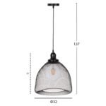 ΦΩΤΙΣΤΙΚΟ ΟΡΟΦΗΣ ΚΡΕΜΑΣΤΟ HM4100 ΜΕΤΑΛΛΙΚΗ ΔΙΚΤΥΩΤΗ ΚΑΜΠΑΝΑ ΚΑΠΕΛΟ Φ32x137Yεκ. - Image 2