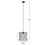 ΦΩΤΙΣΤΙΚΟ ΟΡΟΦΗΣ ΚΡΕΜΑΣΤΟ HM4106 ΜΑΥΡΟ ΜΕΤΑΛΛΟ-ΛΕΥΚΟ ΣΥΝΘΕΤΙΚΟ ΥΦΑΣΜΑ Φ25x120Υεκ. - Image 2