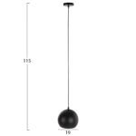 ΦΩΤΙΣΤΙΚΟ ΟΡΟΦΗΣ ΚΡΕΜΑΣΤΟ HM4107 ΜΑΥΡΟ ΜΕΤΑΛΛΙΚΟ ΚΑΠΕΛΟ 19x19x115Υ εκ. - Image 2