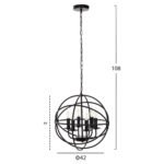 ΦΩΤΙΣΤΙΚΟ ΟΡΟΦΗΣ ΚΡΕΜΑΣΤΟ HM4127 ΜΑΥΡΗ ΜΕΤΑΛΛΙΚΗ ΣΦΑΙΡΑ 6-ΦΩΤΟ Φ42x108Υεκ. - Image 2