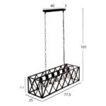 ΦΩΤΙΣΤΙΚΟ ΟΡΟΦΗΣ ΚΡΕΜΑΣΤΟ HM4128 6ΦΩΤΟ-ΜΑΥΡΟΣ ΜΕΤΑΛΛΙΚΟΣ ΣΚΕΛΕΤΟΣ 77,5x25x101Yεκ. - Image 2
