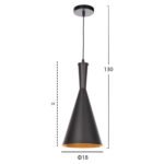 ΦΩΤΙΣΤΙΚΟ ΟΡΟΦΗΣ ΚΡΕΜΑΣΤΟ HM4134 ΜΑΥΡΟ ΚΑΠΕΛΟ ΑΛΟΥΜΙΝΙΟΥ Φ18x130Yεκ. - Image 2