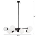 ΦΩΤΙΣΤΙΚΟ ΟΡΟΦΗΣ ΚΡΕΜΑΣΤΟ HM4170 ΜΑΥΡΟ ΜΕΤΑΛΛΟ ΛΕΥΚΟ ΓΥΑΛΙ Φ90x97,5Υεκ - Image 2