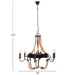 ΦΩΤΙΣΤΙΚΟ ΟΡΟΦΗΣ ΚΡΕΜΑΣΤΟ HM4177 6-ΦΩΤΟ ΣΧΟΙΝΙ ΚΑΙ ΜΑΥΡΟ ΜΕΤΑΛΛΟ 74x74x123Υεκ. - Image 2