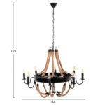 ΦΩΤΙΣΤΙΚΟ ΟΡΟΦΗΣ ΚΡΕΜΑΣΤΟ HM4178 8-ΦΩΤΟ ΣΧΟΙΝΙ ΚΑΙ ΜΑΥΡΟ ΜΕΤΑΛΛΟ 84x84x121Υεκ. - Image 2