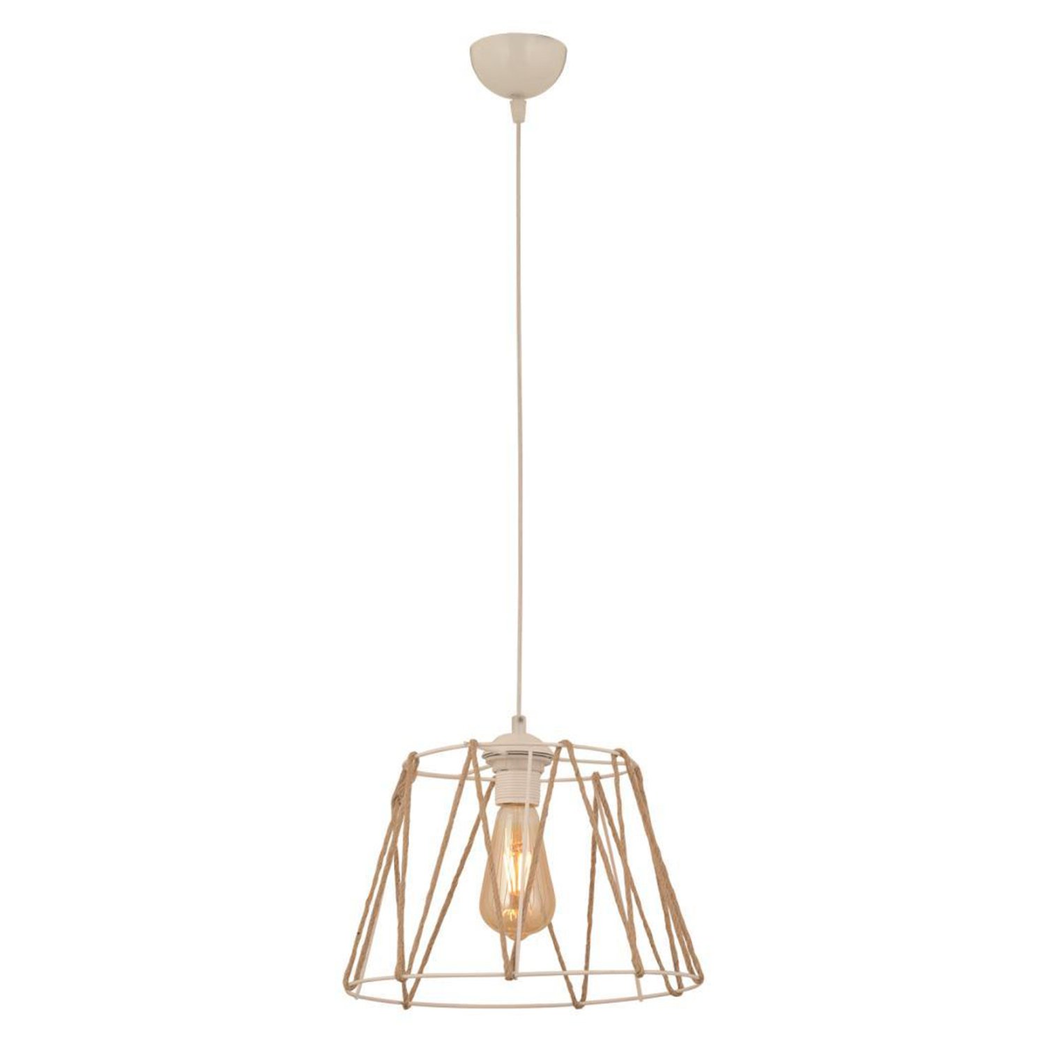 fotistiko-orofis-metalliko-leyko-me-scho ΦΩΤΙΣΤΙΚΟ ΟΡΟΦΗΣ ΜΕΤΑΛΛΙΚΟ ΛΕΥΚΟ ΜΕ ΣΧΟΙΝΙ ΜΠΕΖ HM7566.03 Φ30x81Υ εκ. - Image 1