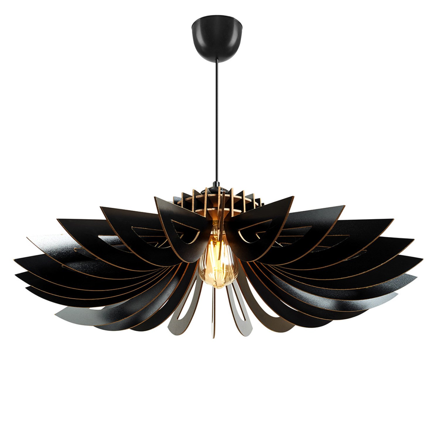 fotistiko-orofis-xylino-kremasto-mayro-f ΦΩΤΙΣΤΙΚΟ ΟΡΟΦΗΣ ΞΥΛΙΝΟ ΚΡΕΜΑΣΤΟ ΜΑΥΡΟ HM7348.03 Φ68x50Υ εκ. - Image 1