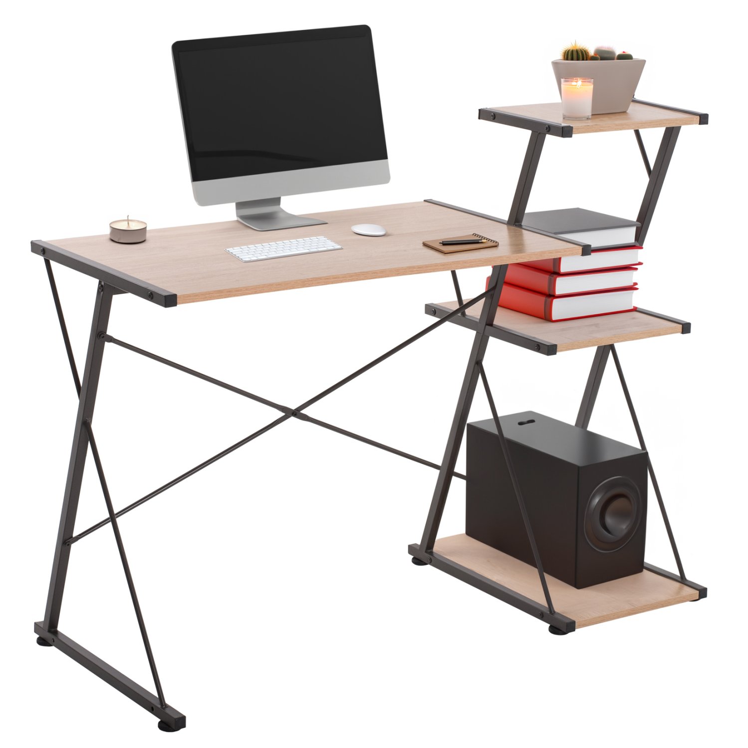 grafeio-fb99317-metalliko-mayro-me-mdf-e ΓΡΑΦΕΙΟ NOREX HM9317 ΜΕΤΑΛΛΙΚΟ ΜΑΥΡΟ ΜΕ MDF ΕΠΙΦΑΝΕΙΑ ΣΕ ΟΑΚ 116X48X89,5Υεκ. - Image 1