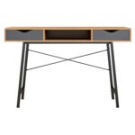 ΓΡΑΦΕΙΟ ΚΑΡΥΔΙ-ΓΚΡΙ ΜΕ ΜΑΥΡΟ ΜΑΤ ΣΚΕΛΕΤΟ HM2128.03 120x48x76,5Υ εκ. - Image 3