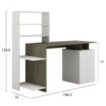 ΓΡΑΦΕΙΟ ΜΕ ΒΙΒΛΙΟΘΗΚΗ ROCHELL ΜΕΛΑΜΙΝΗ OLIVE GREY ΛΕΥΚΟ 146,3x55x128,8Υεκ.HM8886.11 - Image 2