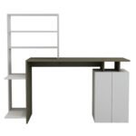 ΓΡΑΦΕΙΟ ΜΕ ΒΙΒΛΙΟΘΗΚΗ ROCHELL ΜΕΛΑΜΙΝΗ OLIVE GREY ΛΕΥΚΟ 146,3x55x128,8Υεκ.HM8886.11 - Image 3