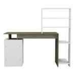 ΓΡΑΦΕΙΟ ΜΕ ΒΙΒΛΙΟΘΗΚΗ ROCHELL ΜΕΛΑΜΙΝΗ OLIVE GREY ΛΕΥΚΟ 146,3x55x128,8Υεκ.HM8886.11 - Image 5