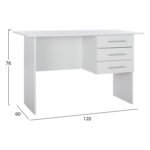 ΓΡΑΦΕΙΟ ΜΕΛΑΜΙΝΗΣ ENSLEY HM2029.05 ΜΕ 3 ΣΥΡΤΑΡΙΑ ΛΕΥΚΟ 120X60X76 εκ. - Image 2