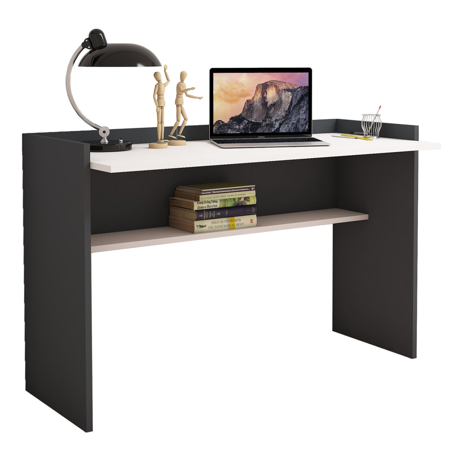 grafeio-melaminis-gkri-leyko-fb9922713-1 ΓΡΑΦΕΙΟ ΜΕΛΑΜΙΝΗΣ ΓΚΡΙ ΛΕΥΚΟ HM9227.13 118x58x80Υεκ. - Image 1