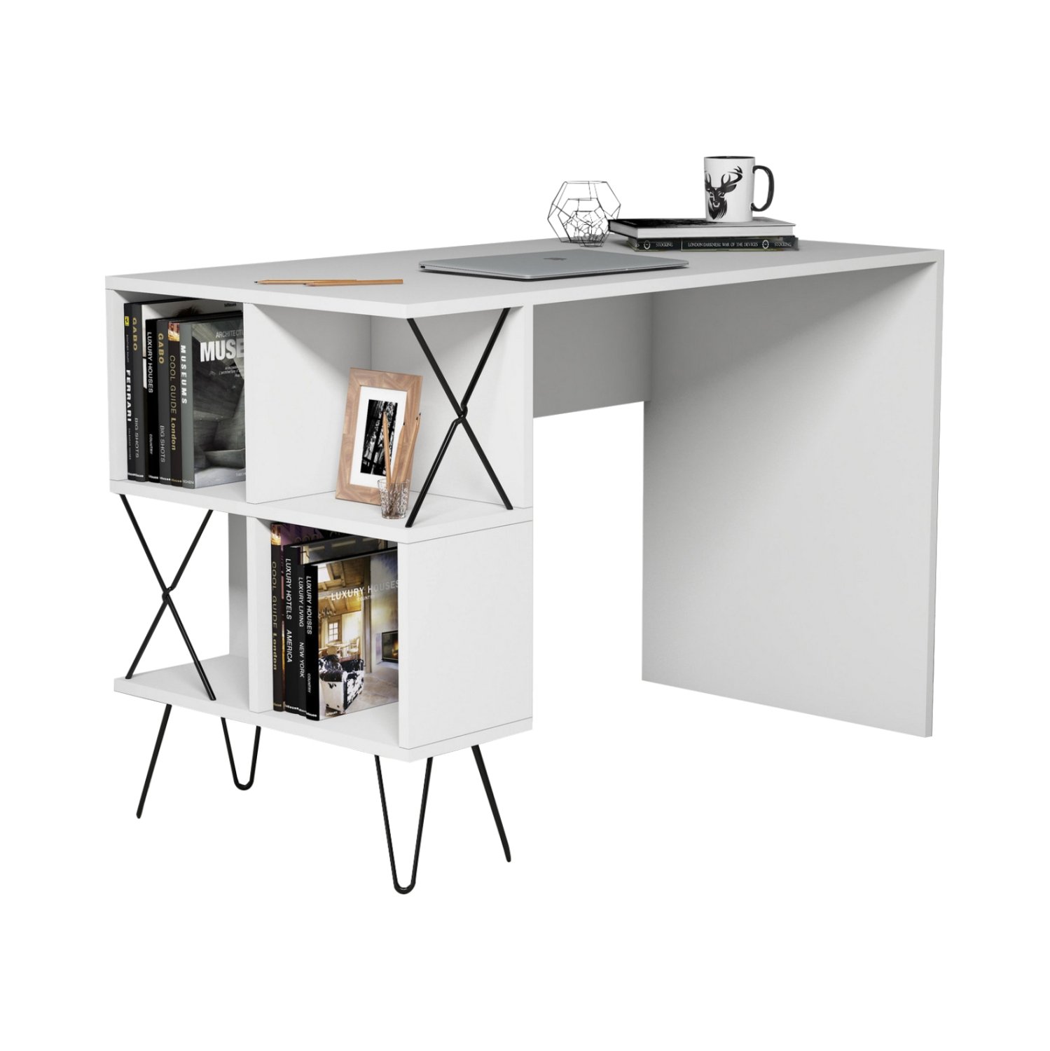 grafeio-ypologisti-melaminis-fb9950903-l ΓΡΑΦΕΙΟ ΥΠΟΛΟΓΙΣΤΗ ΜΕΛΑΜΙΝΗΣ HM9509.03 ΛΕΥΚΟ ΜΕ ΡΑΦΙΑ 120x60x78.8Yεκ - Image 1