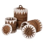 ΚΑΛΑΘΙΑ ΨΑΘΙΝΑ ΣΤΡΟΓΓΥΛΑ ΜΕ ΚΑΠΑΚΙ ΣΕΤ 3τμχ HM4306 ΣΕ ΦΥΣΙΚΟ-ΛΕΥΚΟ Φ42x63Υεκ. - Image 3