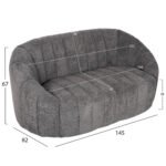 ΚΑΝΑΠΕΣ 2-ΘΕΣΙΟΣ ΜΟΒΥ HM9595.01 ΓΚΡΙ ΜΠΟΥΚΛΕ ΥΦΑΣΜΑ 145x82x67Υεκ. - Image 2