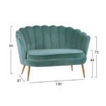 ΚΑΝΑΠΕΣ 2ΘΕΣΙΟΣ COQUILLE HM8627.07 ΑΠΟ ΦΥΣΤΙΚΙ ΒΕΛΟΥΔΟ ΜΕ ΧΡΥΣΑ ΠΟΔΙΑ 130x81x86Υ εκ. - Image 2