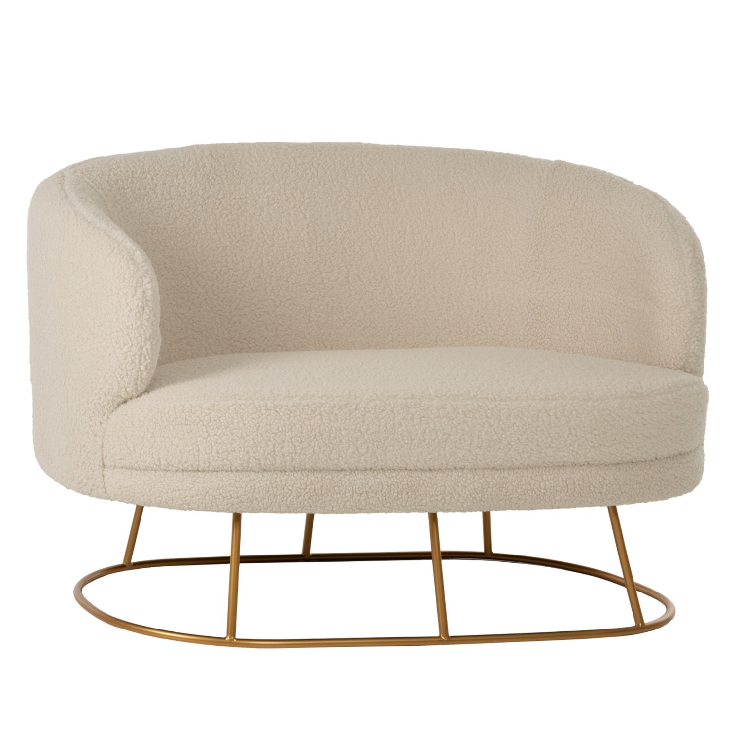 kanapes-2thesios-fb9849220-ekroy-mpoykle ΚΑΝΑΠΕΣ 2ΘΕΣΙΟΣ ARIEN HM8492.20 ΕΚΡΟΥ ΜΠΟΥΚΛΕ ΥΦΑΣΜΑ ΜΕ ΧΡΥΣΗ ΒΑΣΗ 130x75x85Y εκ. - Image 1