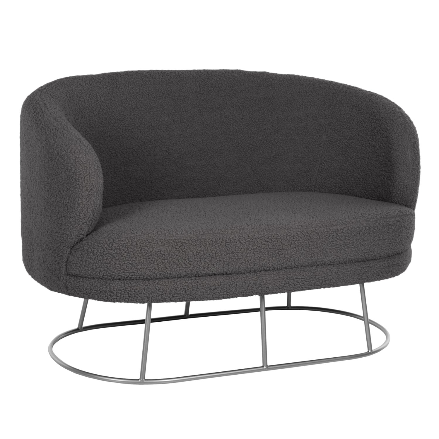 kanapes-2thesios-fb9849221-gkri-mpoykle- ΚΑΝΑΠΕΣ 2ΘΕΣΙΟΣ ARIEN HM8492.21 ΓΚΡΙ ΜΠΟΥΚΛΕ ΜΕ ΑΣΗΜΙ ΒΑΣΗ 130X75X85Yεκ. - Image 1