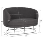 ΚΑΝΑΠΕΣ 2ΘΕΣΙΟΣ ARIEN HM8492.21 ΓΚΡΙ ΜΠΟΥΚΛΕ ΜΕ ΑΣΗΜΙ ΒΑΣΗ 130X75X85Yεκ. - Image 2