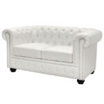 ΚΑΝΑΠΕΣ 2ΘΕΣΙΟΣ T.CHESTERFIELD HM3010.02 ΤΕΧΝΟΔΕΡΜΑ ΛΕΥΚΟ ΜΑΤ 155x90x73 εκ. - Image 2