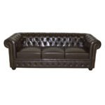 ΚΑΝΑΠΕΣ 3ΘΕΣΙΟΣ T.CHESTERFIELD HM3009.01 ΤΕΧΝΟΔΕΡΜΑ ΣΚΟΥΡΟ ΚΑΦΕ 208x90x73Υ εκ. - Image 2